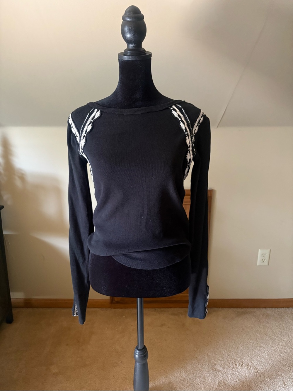 Free People Knit Top with Contrasting Trim